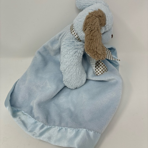 Bearington Baby Plush Puppy Dog Lovey Blue Soft Satin Security Blanket Stuffed - Picture 2 of 8